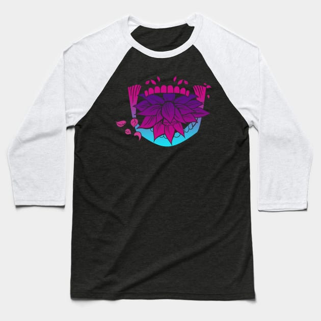 Sugar Skull with Coca Leaves Yoga Lotus Vaporwave Baseball T-Shirt by aaallsmiles